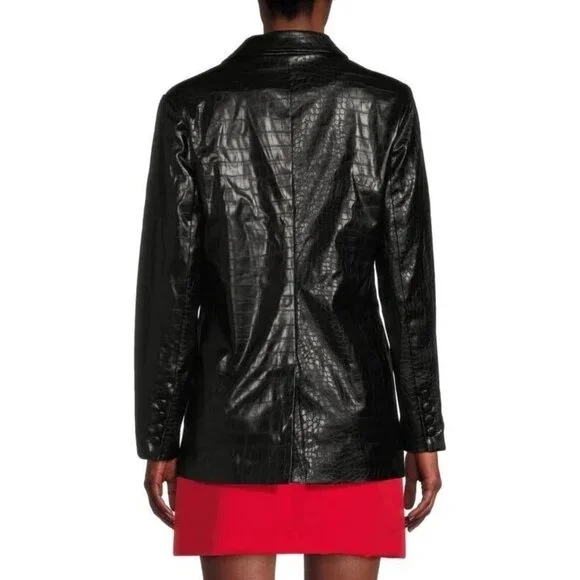 NEW! Sam Edelman Women's XL Braellynn Croc Embossed Faux Leather Blazer NWT $179 - Picture 2 of 2